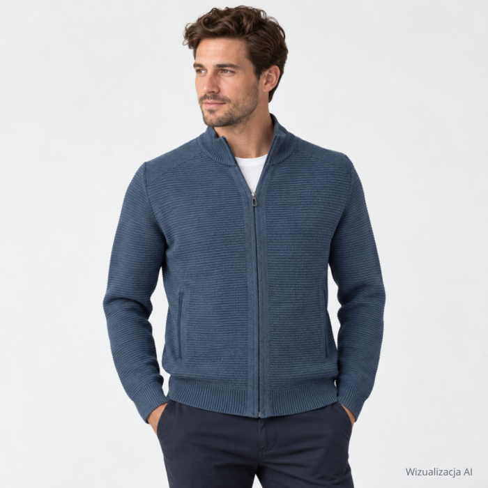 Sweter rozpinany niebieski prążek