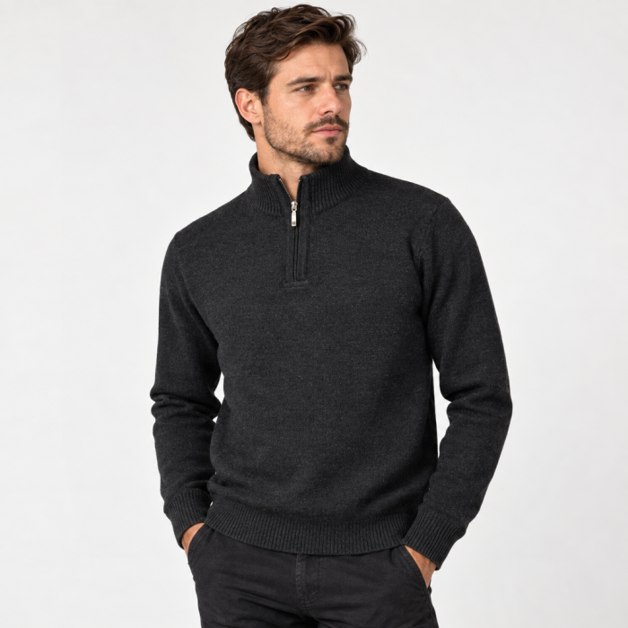 Sweter polo czarny