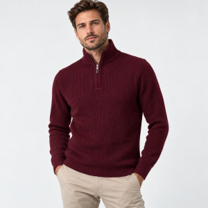 Sweter polo bordo prążek