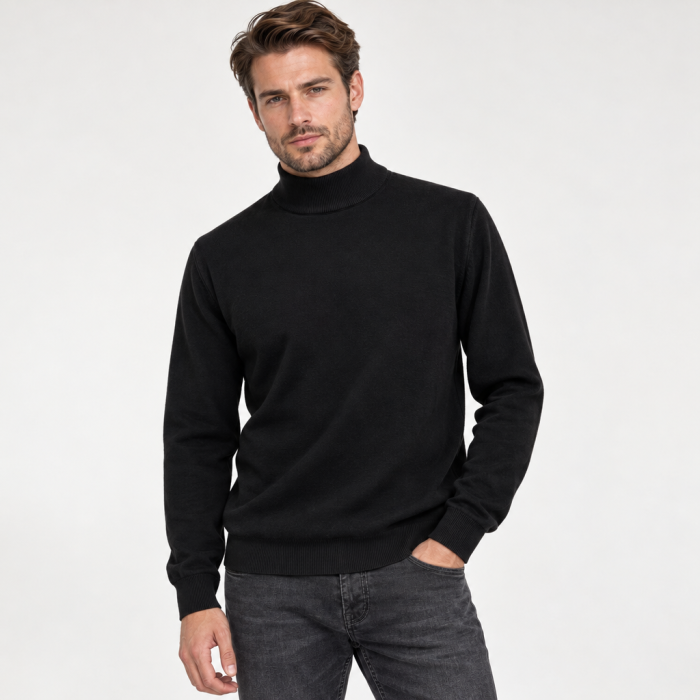 Sweter bawełniany półgolf czarny