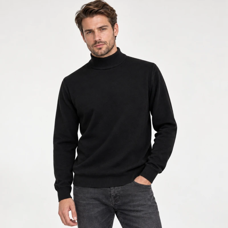 Sweter bawełniany półgolf czarny