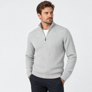 Sweter polo szary prążek