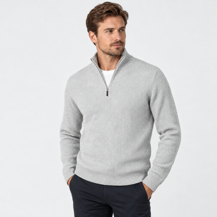 Sweter polo szary prążek