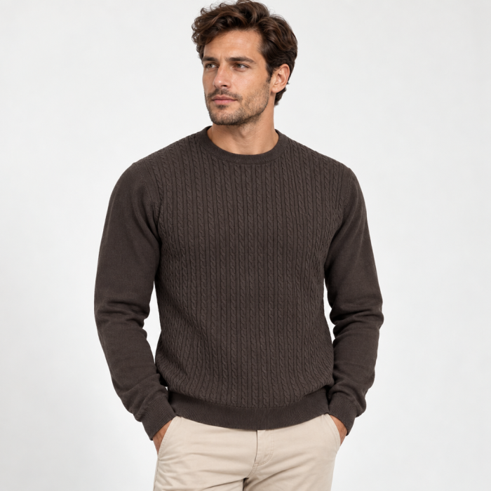 Sweter OL warkocz brąz model.png